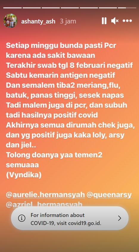 Ashanty dan Ketiga Anaknya Positif Corona