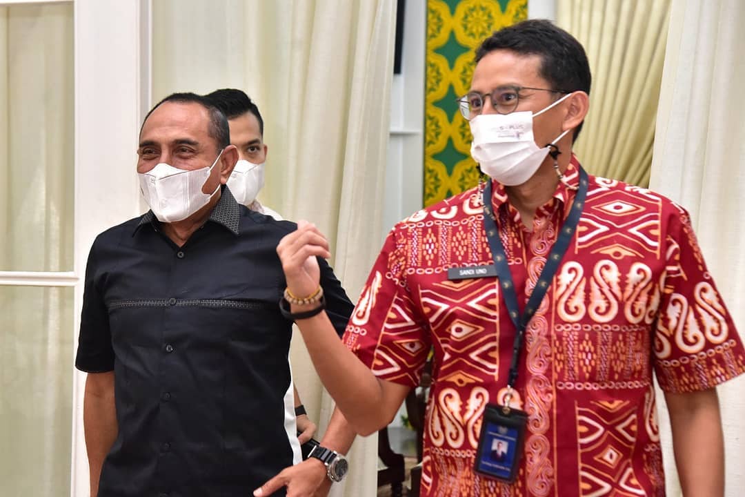 Kunjungi Edy Rahmayadi, Menparekraf Sandiaga Uno Bahas Strategi Percepatan Pengembangan Danau Toba