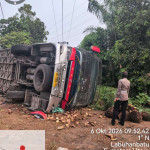 Bus Bintang Utara Oleng dan Hantam Tiang Listrik di Labusel, 22 Orang Luka-Luka